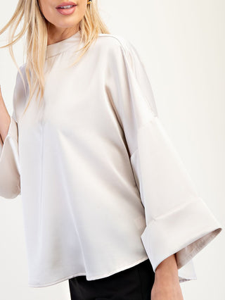 Silken Grace High Neck Blouse - Ivory
