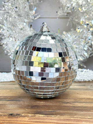 Silver Disco Ball Ornament 6in