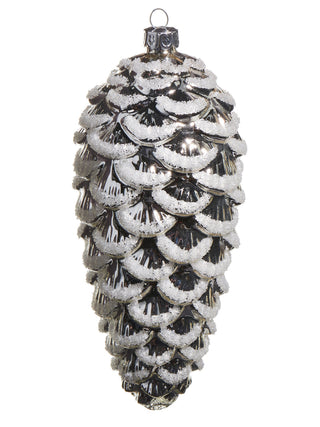 Snow Tipped Silver Pinecone Ornament