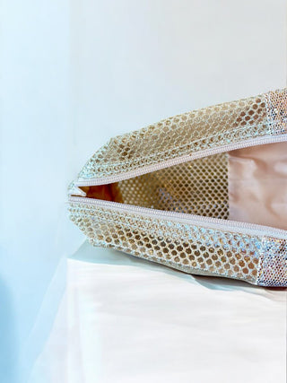 Simple Sparkle Cosmetic Bag - Light Gold