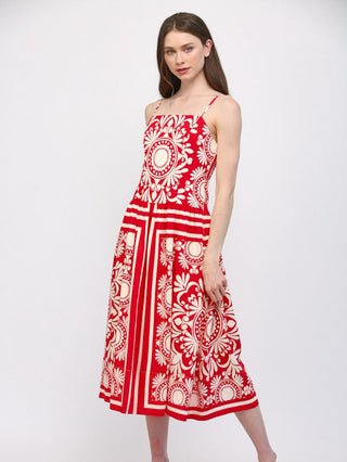 Sorrento Sun Midi Dress - Red Ivory