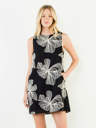 Moonflower Fem Mini Dress - Black