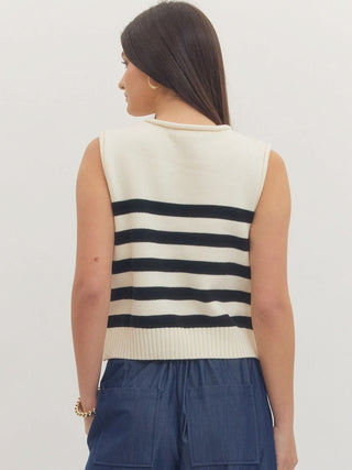 Buttoned Belle Sleeveless Sweater - Cream