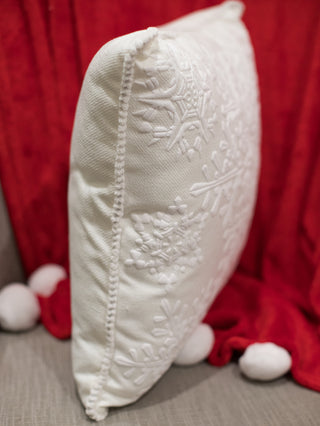 Snowflake Embossed Pillow - White