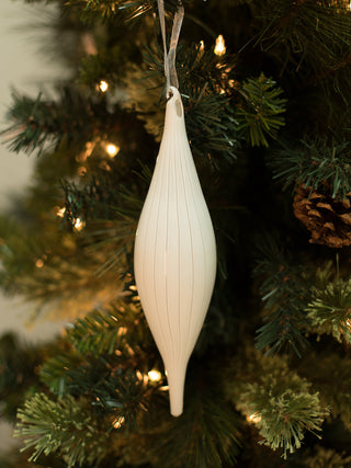 a vintage inspired ivory glass christmas tree ornament perfect for modern holiday home decor and stocking stuffer gifts