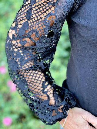 So Romantic Lace Sleeve Sweater