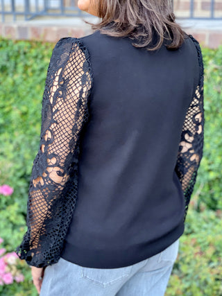 So Romantic Lace Sleeve Sweater