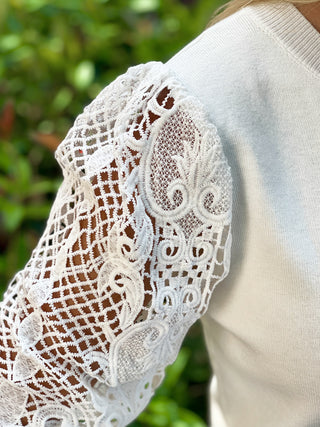 So Romantic Lace Sleeve Sweater
