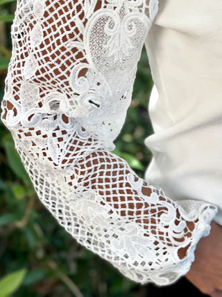 So Romantic Lace Sleeve Sweater
