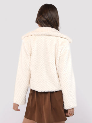 So Soft Faux Fur Wide Lapel Coat - Ivory