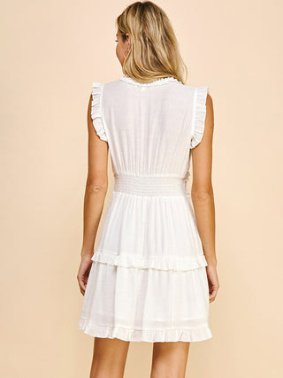 Soft Charm Ruffle Mini Dress - White