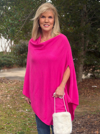 Lightweight Scarf Poncho - Pink