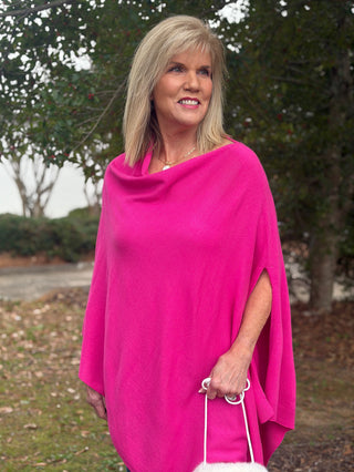 Lightweight Scarf Poncho - Pink