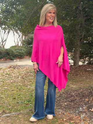 Lightweight Scarf Poncho - Pink