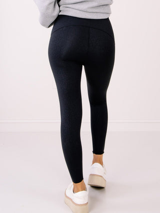 Spanx Embossed Leopard Booty Boost Legging - Very Black