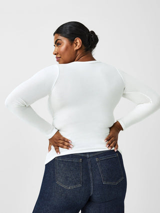Spanx Better Base Long Sleeve Crew - Powder
