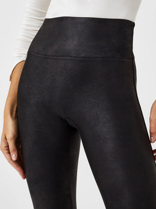 Spanx Faux Leather Fleece-Lined Leggings - Black
