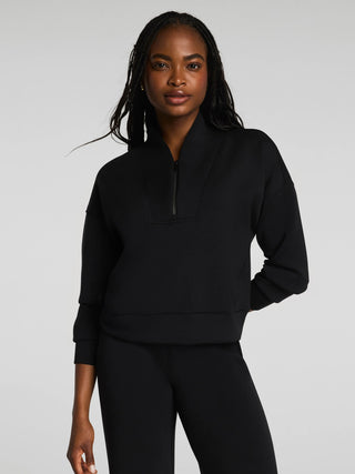 Spanx AirEssentials® Shawl Collar Half Zip Pullover - Black