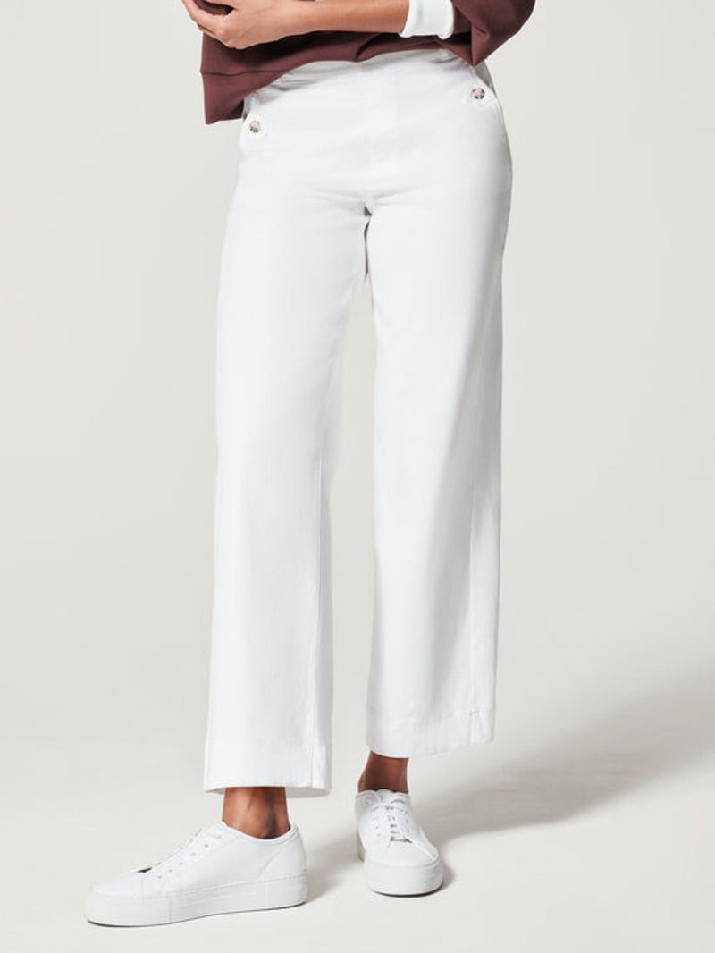 Spanx Stretch Twill Cropped Wide Leg Pant - White – All Inspired Boutiques