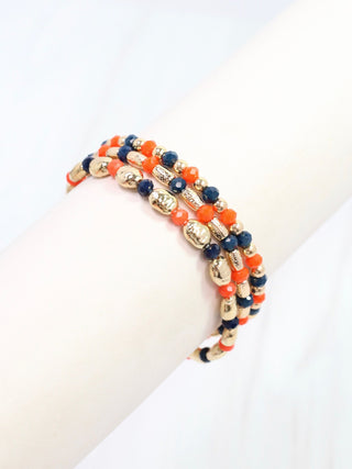 Spirit Beaded Bracelet Set - Orange Navy