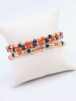 Spirit Beaded Bracelet Set - Orange Navy