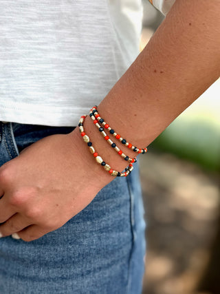Spirit Beaded Bracelet Set - Orange Navy