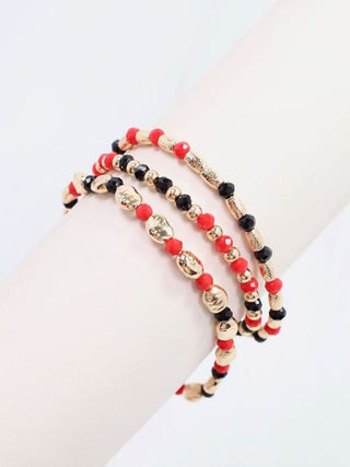 Spirit Beaded Bracelet Set - Red/Black