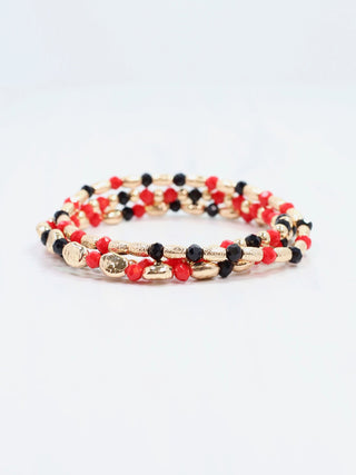 Spirit Beaded Bracelet Set - Red/Black