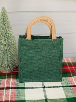 Bulldog St. Nick Christmas Gift Tote Petite - Green