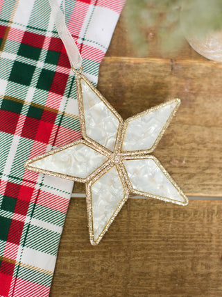Pearlescent Star Ornament - Gold