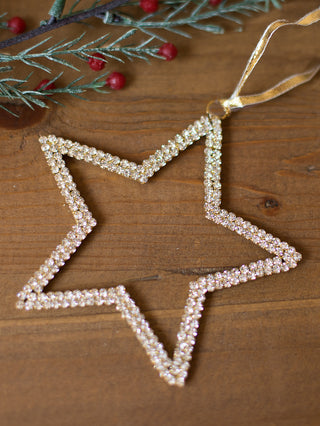 Star Ornament Gold Rhinestone