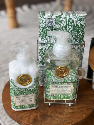 Michel Design Works Greenhouse Basil Foaming Soap & Napkin Set