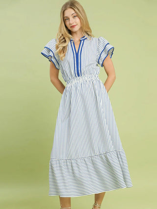 Marina Stripe Midi Dress - Ocean