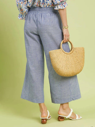 Coastal Stripe Wide Leg Pants - Blue