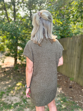 Stuck On You Sweater Dress - Olive Green