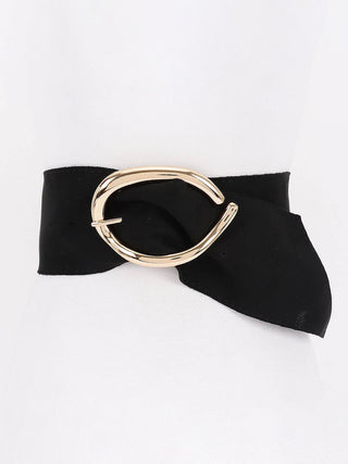Suede Metal Buckle Belt - Black