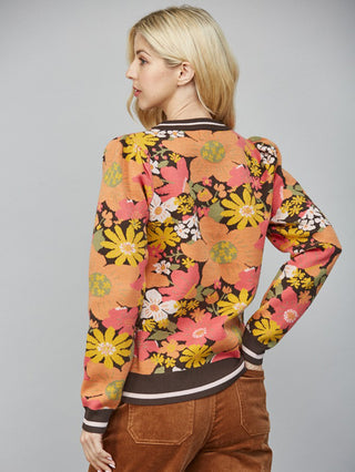 Retro Bloom Sweater - Choco Brown Multi