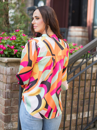 Sunrise Memory Blouse - Pink and Orange