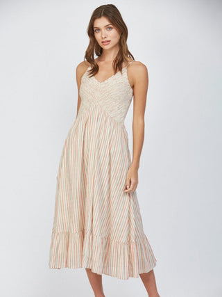 Sunset Sorbet Midi Dress - Beige Multi
