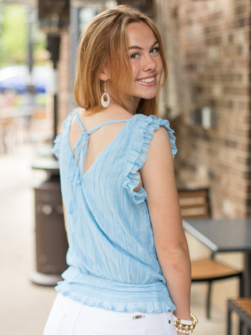 Sweet and Smocked Top - Baby Blue
