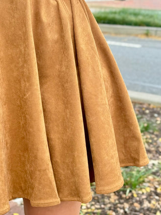 Sweet Polo Suede Mini Dress - Camel