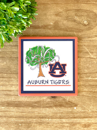 orange and navy auburn tigers drink coaster