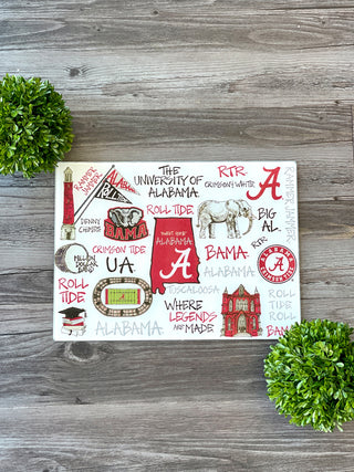 crimson and gray glass cutting board gift for alabama fans