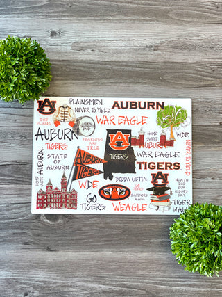 navy and orange glass cutting board gift for auburn fans