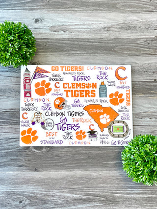orange and purple glass cutting board gift for clemson fans