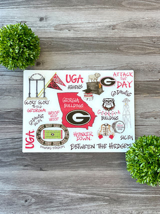 red and black glass cutting board gift for georgia bulldogs fans