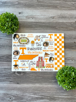 orange and grey glass cutting board gift for tennessee vols fans