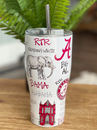 30 ounce officially licensed alabama metal tumbler in crimson and white
