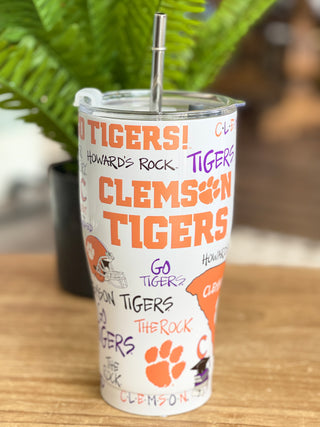 30 ounce officially licensed clemson metal tumbler in orange and purple