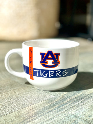 colorful soup mug with campus illustration and officially licensed auburn logo for grad gift